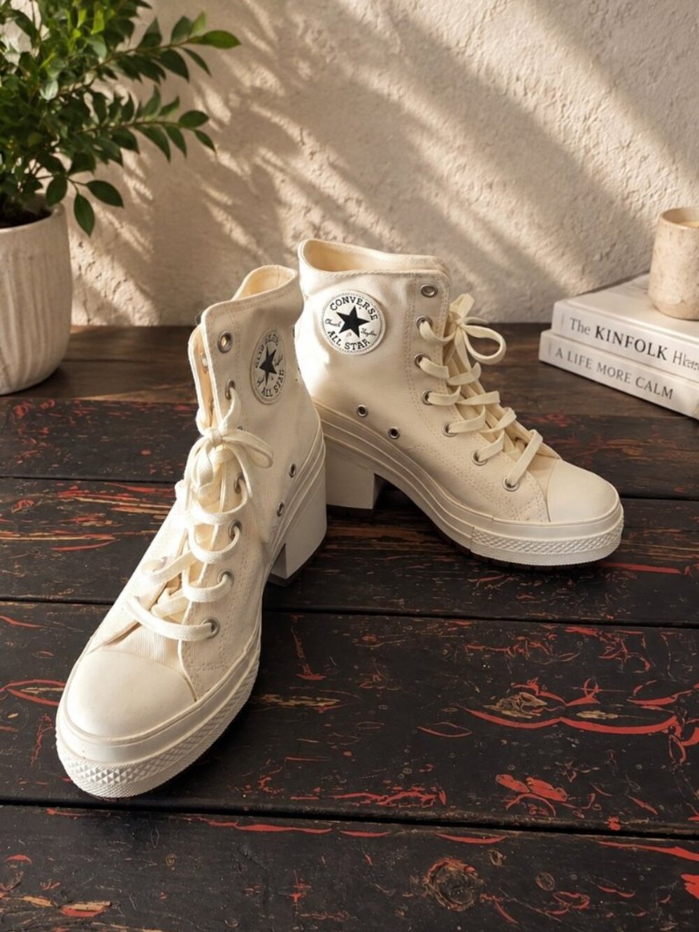 Converse Chuck 70 De Luxe Heel Egret Platform Women's 8.5